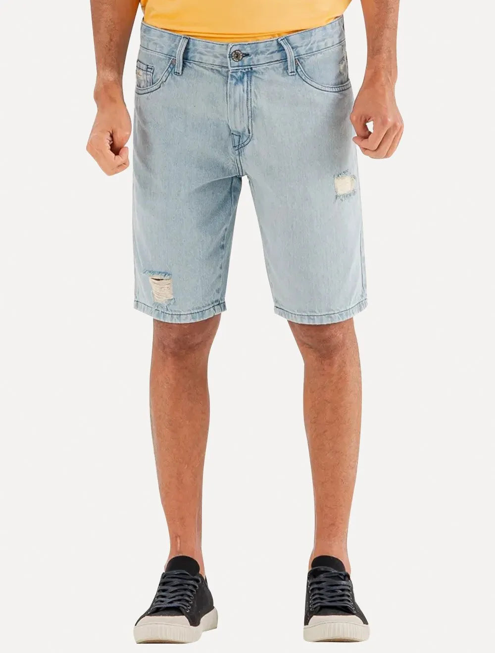 Bermuda King & Joe Jeans Masculina Slim Desgaste Blue Clara