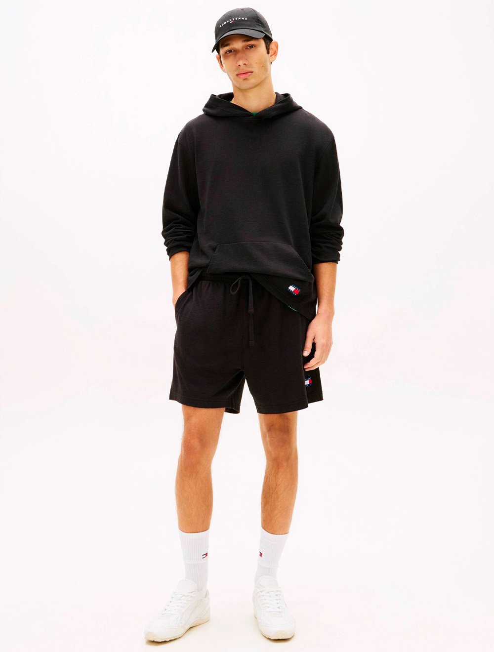 Short Tommy Jeans Masculino Pleated Waffle Texture Preto