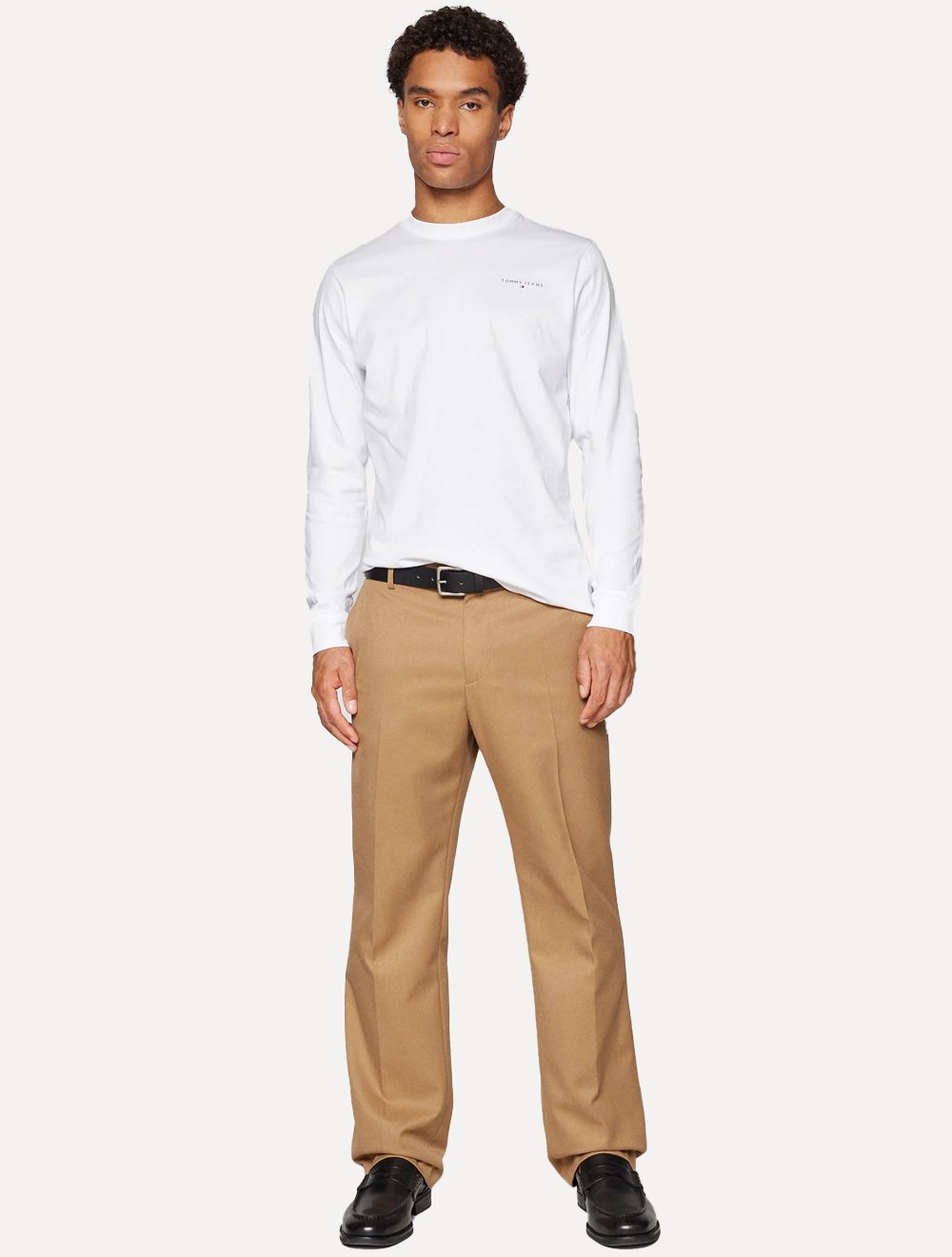 Camiseta Tommy Jeans Masculina Manga Longa Linear Chest Branca