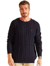 Blusa Nautica Tricot Sweater Cotton Red Logo Azul Marinho