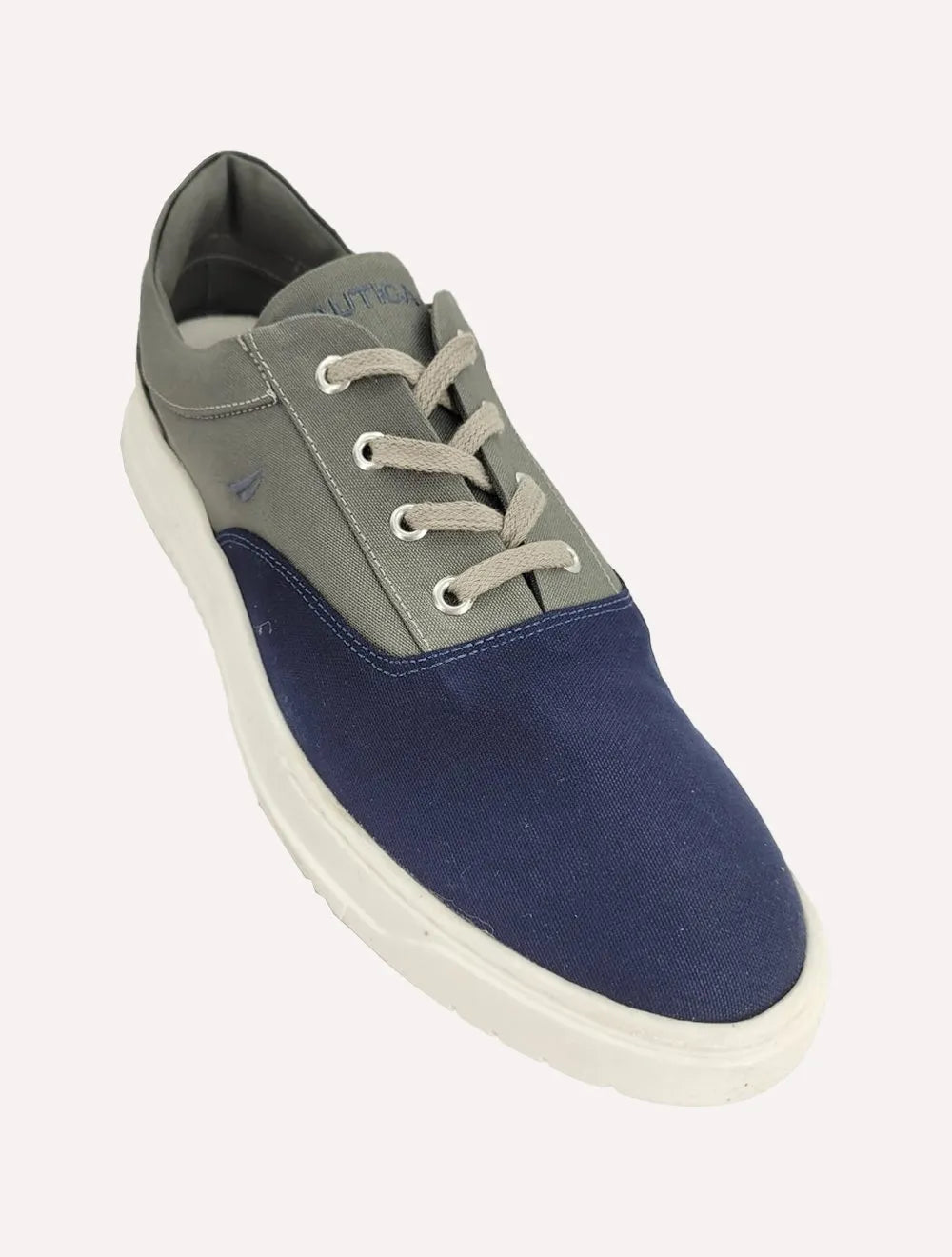 Tênis Nautica Masculino Denim Sailboat Logo Fanton Lona Cinza Escuro/Azul Marinho