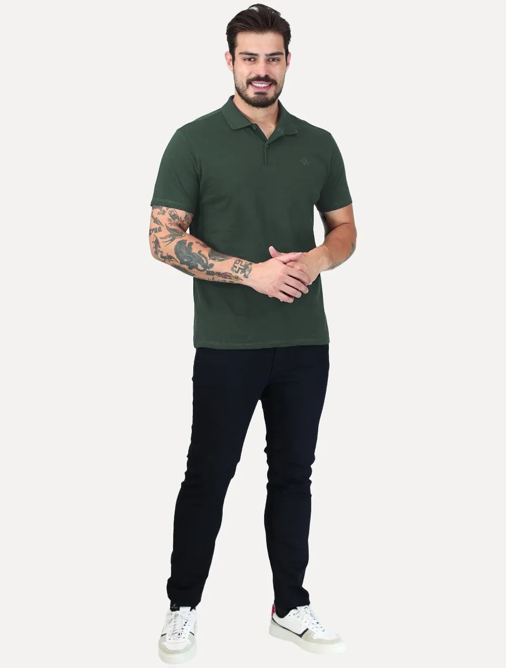 Polo John John Masculina Light Transfer Verde Escuro