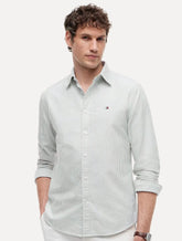 Camisa Tommy Hilfiger Masculina Regular Oxford Stripe Heritage Verde