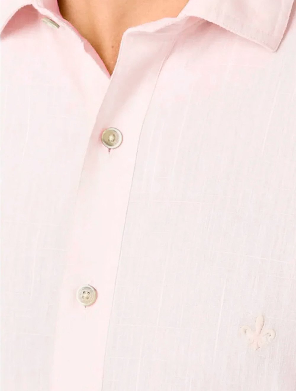 Camisa Dudalina Masculina Manga Longa Slim Fit Slub Cotton Flame Rosa Claro