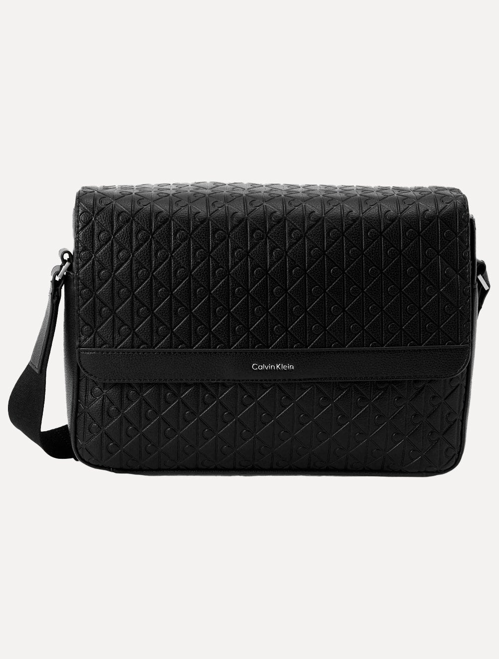 Bolsa Calvin Klein Masculina Transversal AOP CK Relevo Preta