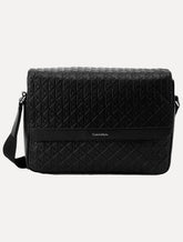 Bolsa Calvin Klein Masculina Transversal AOP CK Relevo Preta