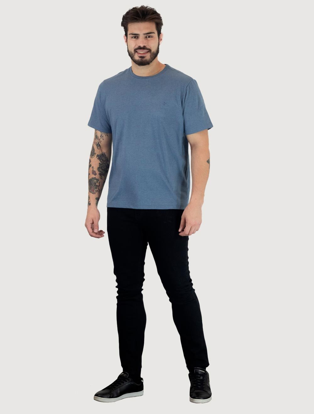 Camiseta Dudalina Masculina Melange Color Azul Médio