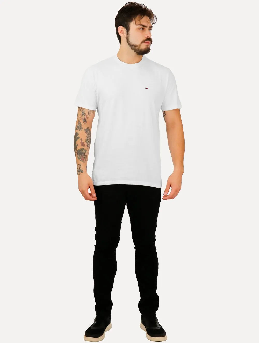 Camiseta Tommy Jeans Masculina Regular C-Neck Flag Branca
