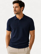 Polo Dixen Masculina Tricot Viscose Texturizada Manga Curta Azul Marinho