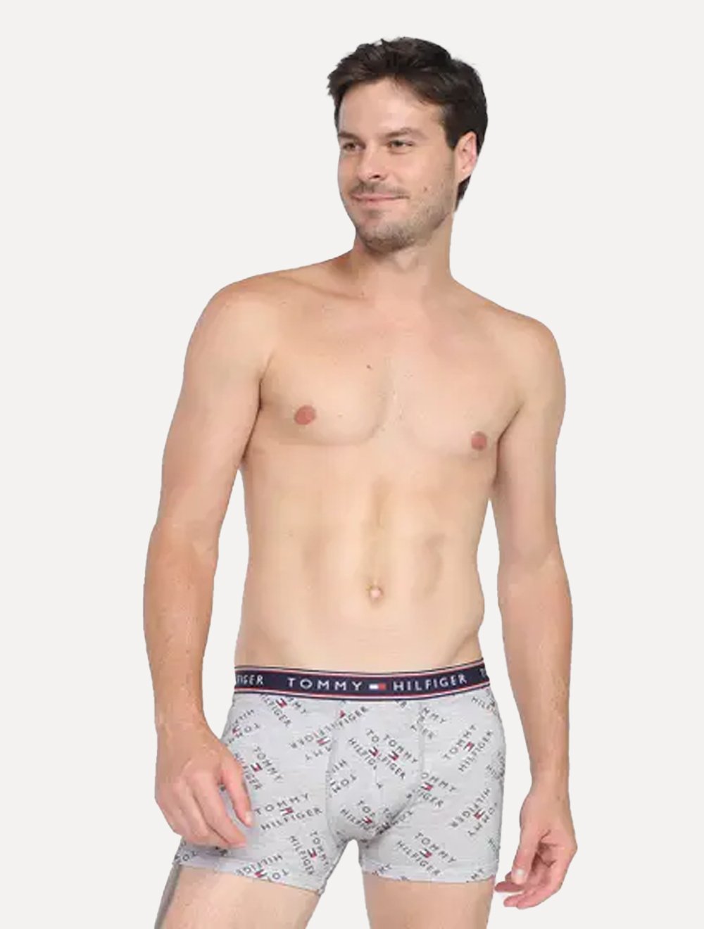 Cuecas Tommy Hilfiger Cotton Stretch Trunk Fancy Repeat Cinza Mescla/ Azul/ Marinho 3UN