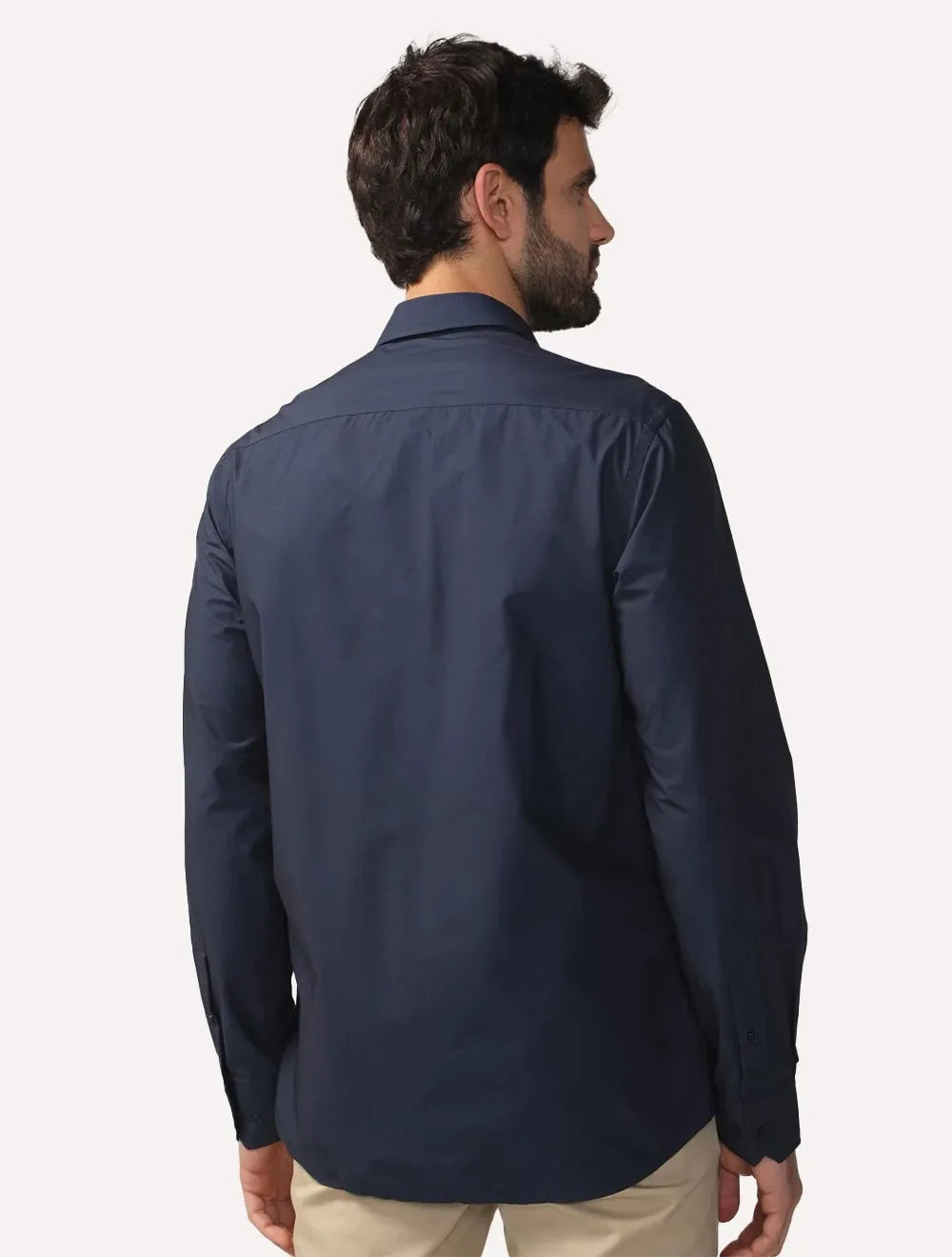 Camisa Dudalina Masculina Comfort Fit Lisa Azul Marinho