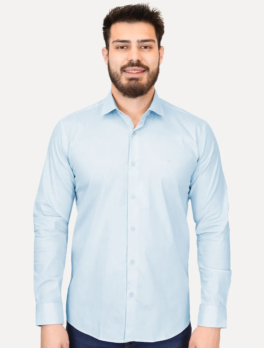 Camisa Aramis Masculina Slim Tricoline Liso Stretch Azul Claro