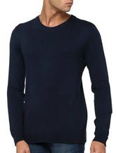 Suéter Calvin Klein Tricot Crewneck CK Logo Azul Marinho