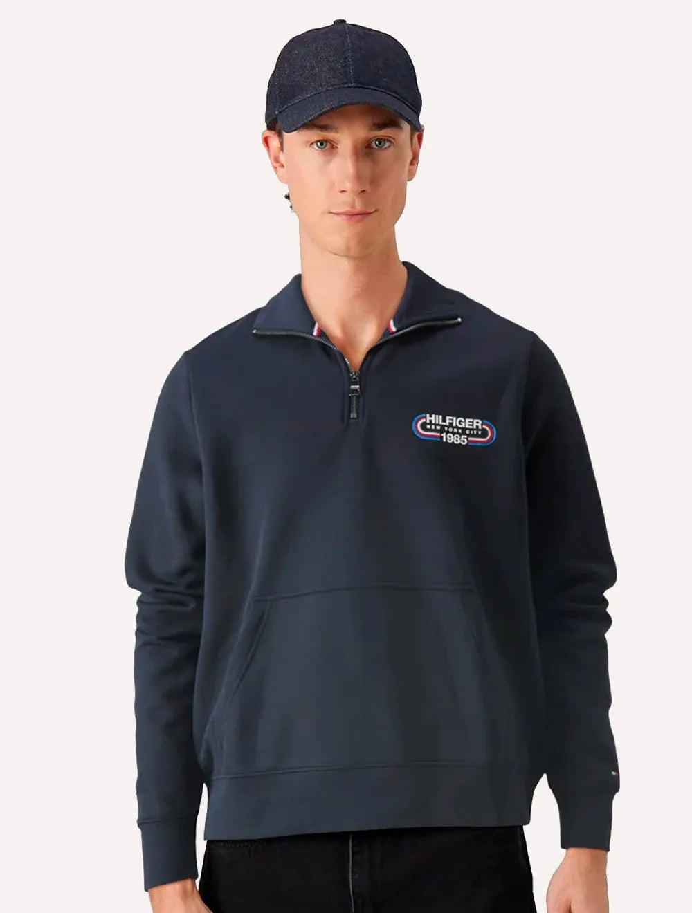 Moletom Tommy Hilfiger Masculino Track Graphic Half Zip Azul Marinho