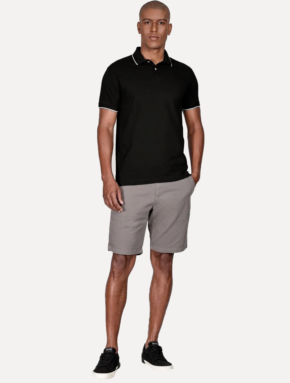 Polo Aramis Masculina Piquet Off Friso Preta