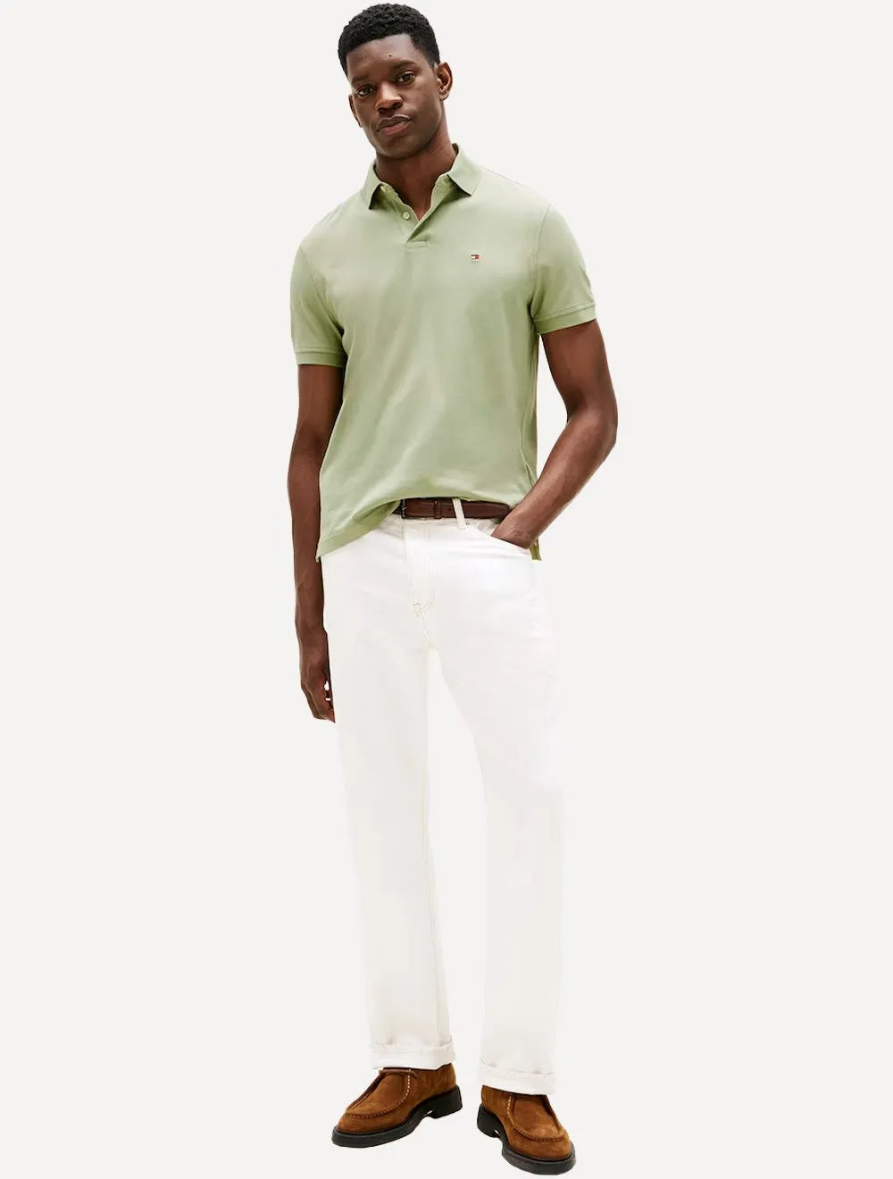 Polo Tommy Hilfiger Masculina Regular Piquet 1985 Verde Médio
