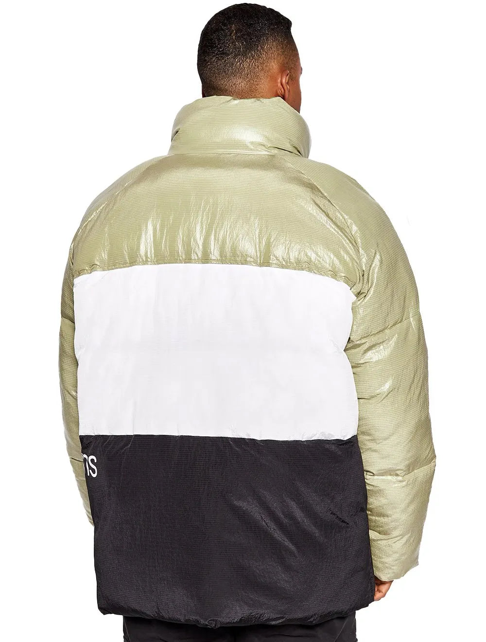 Jaqueta Calvin Klein Jeans Masculina Nylon Colorblock Logo Preta/ Branca/ Areia