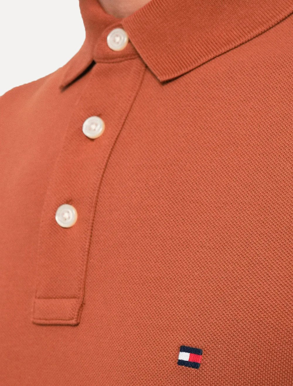 Polo Tommy Hilfiger Masculina Slim Piquet 1985 Laranja Escuro