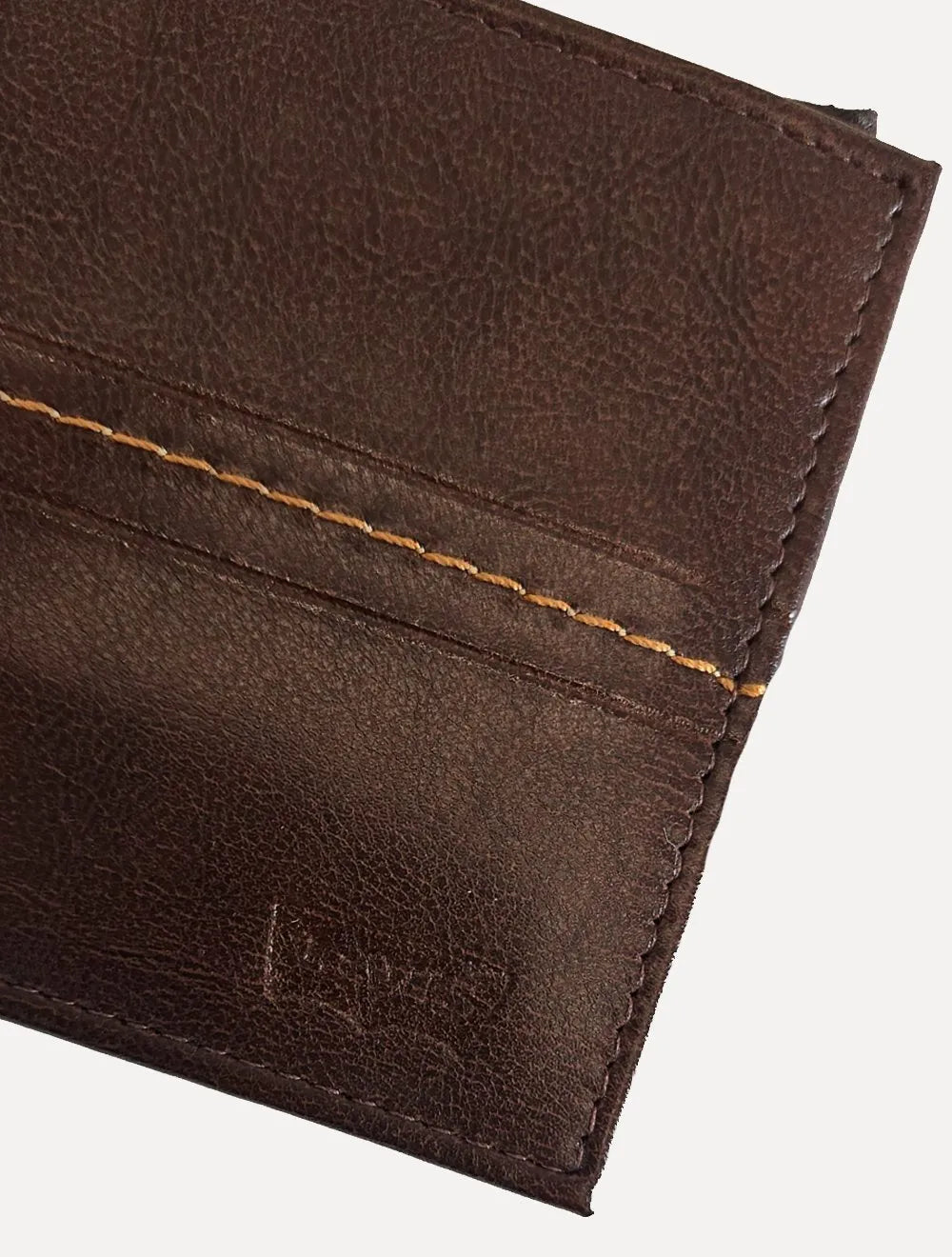 Carteira Levis Masculina Couro ID Bifold Plaid Marrom Café
