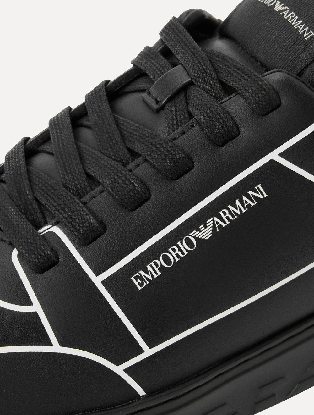 Tênis Empório Armani Masculino Couro White Line Preto
