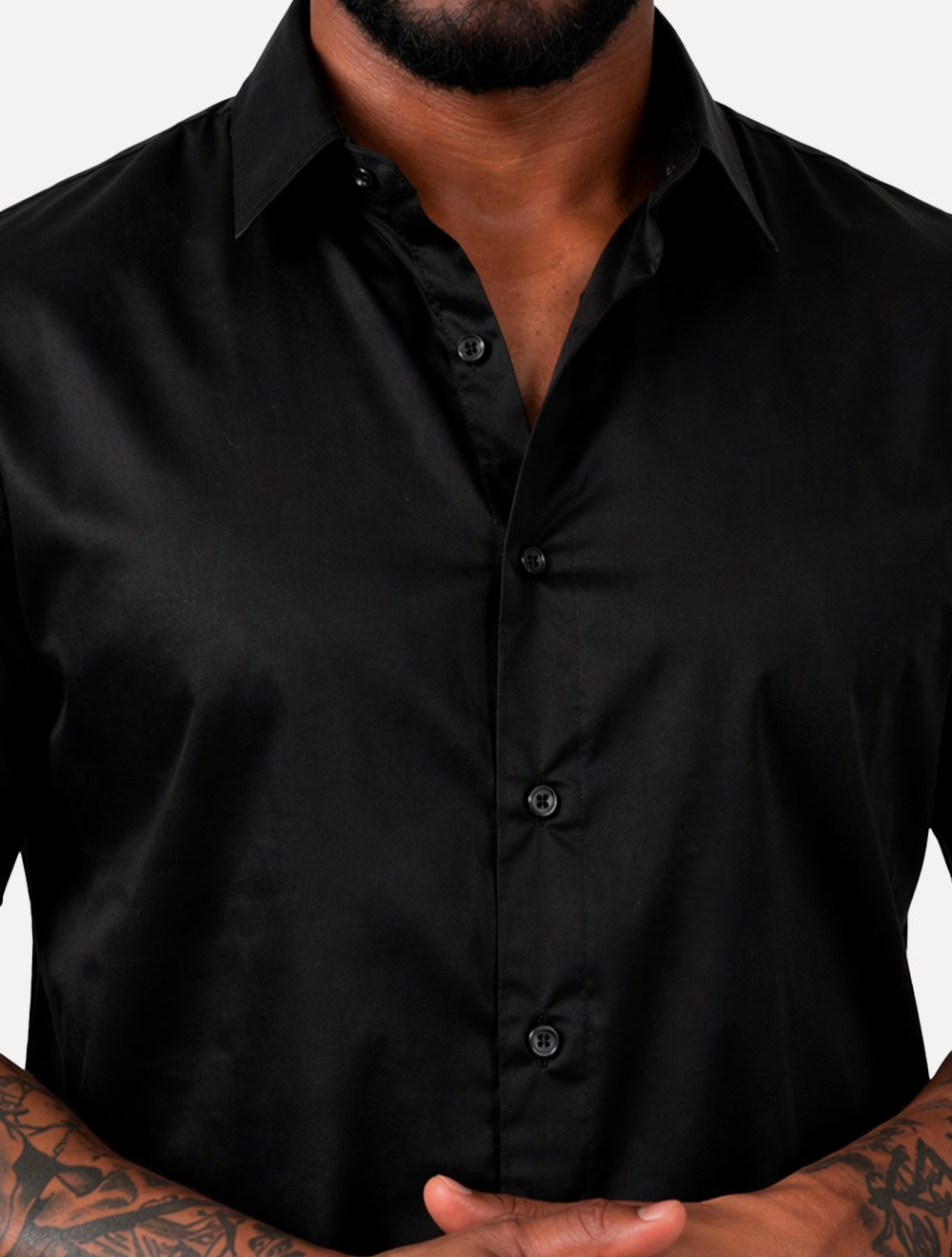 Camisa Aramis Masculina Manga Curta Slim Cetim Hudson Preto