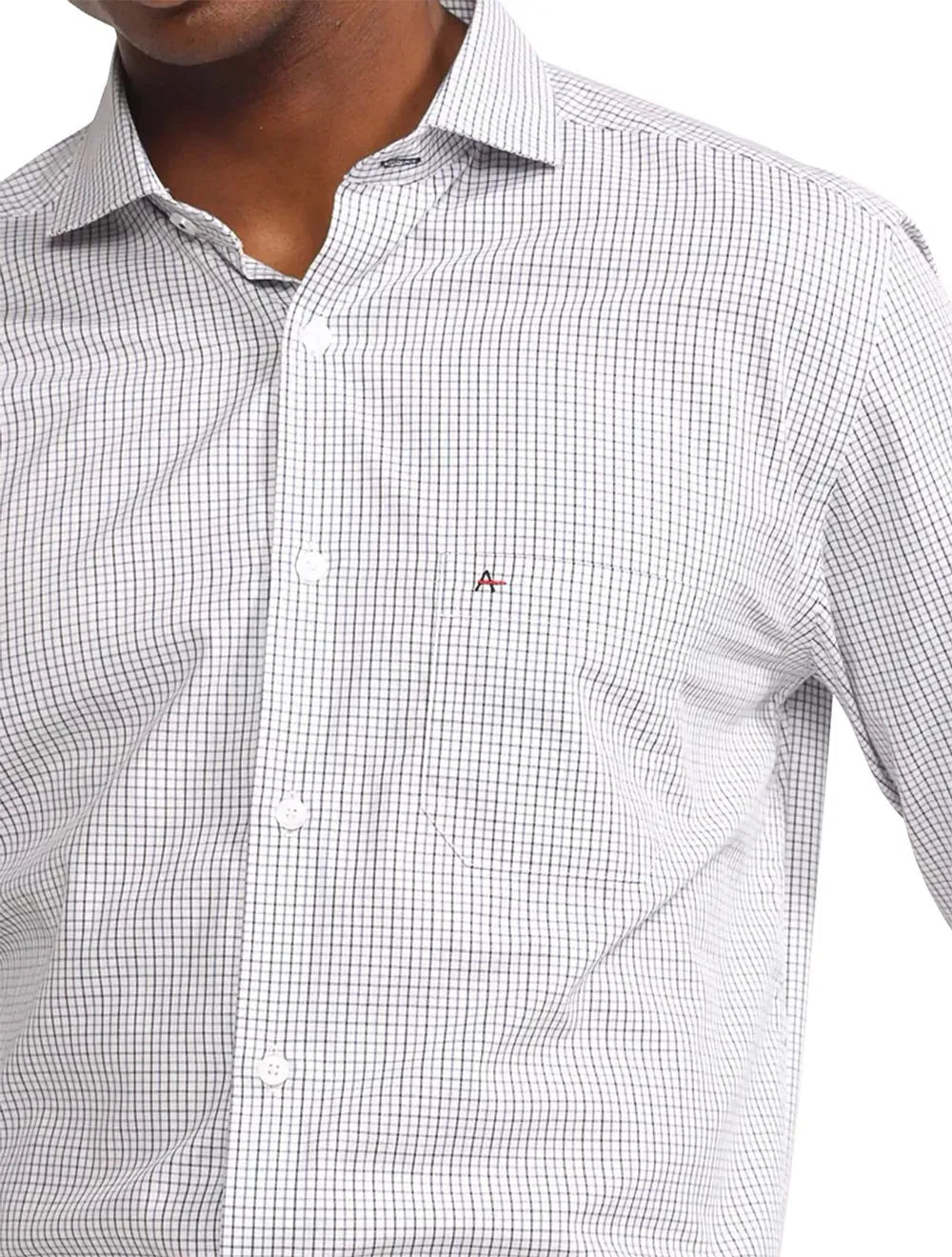Camisa Aramis Masculina Regular Tricoline Micro Grid Xadrez Azul Preta Branca