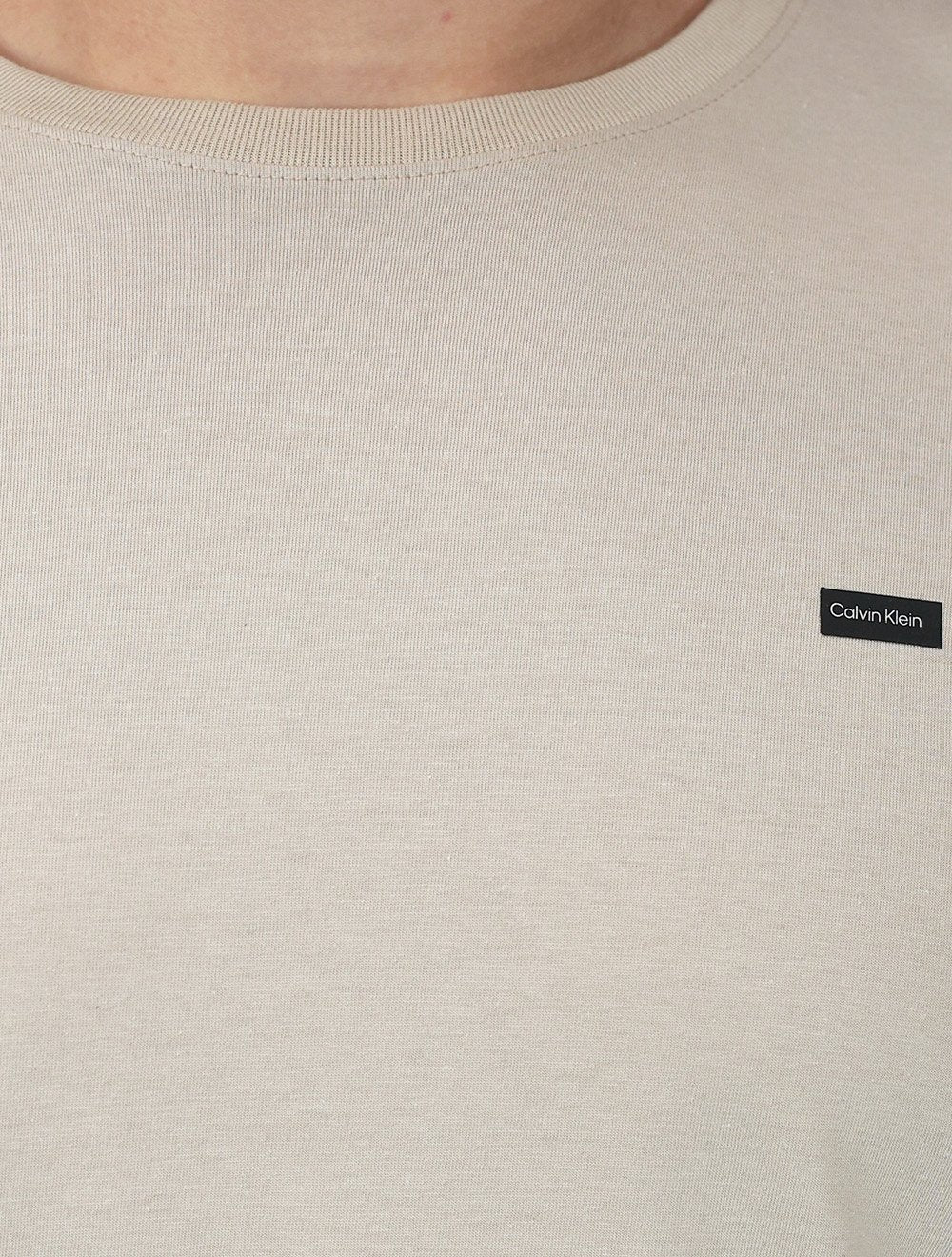 Camiseta Calvin Klein Masculina Egyption Cotton Rubber Patch Cáqui Claro