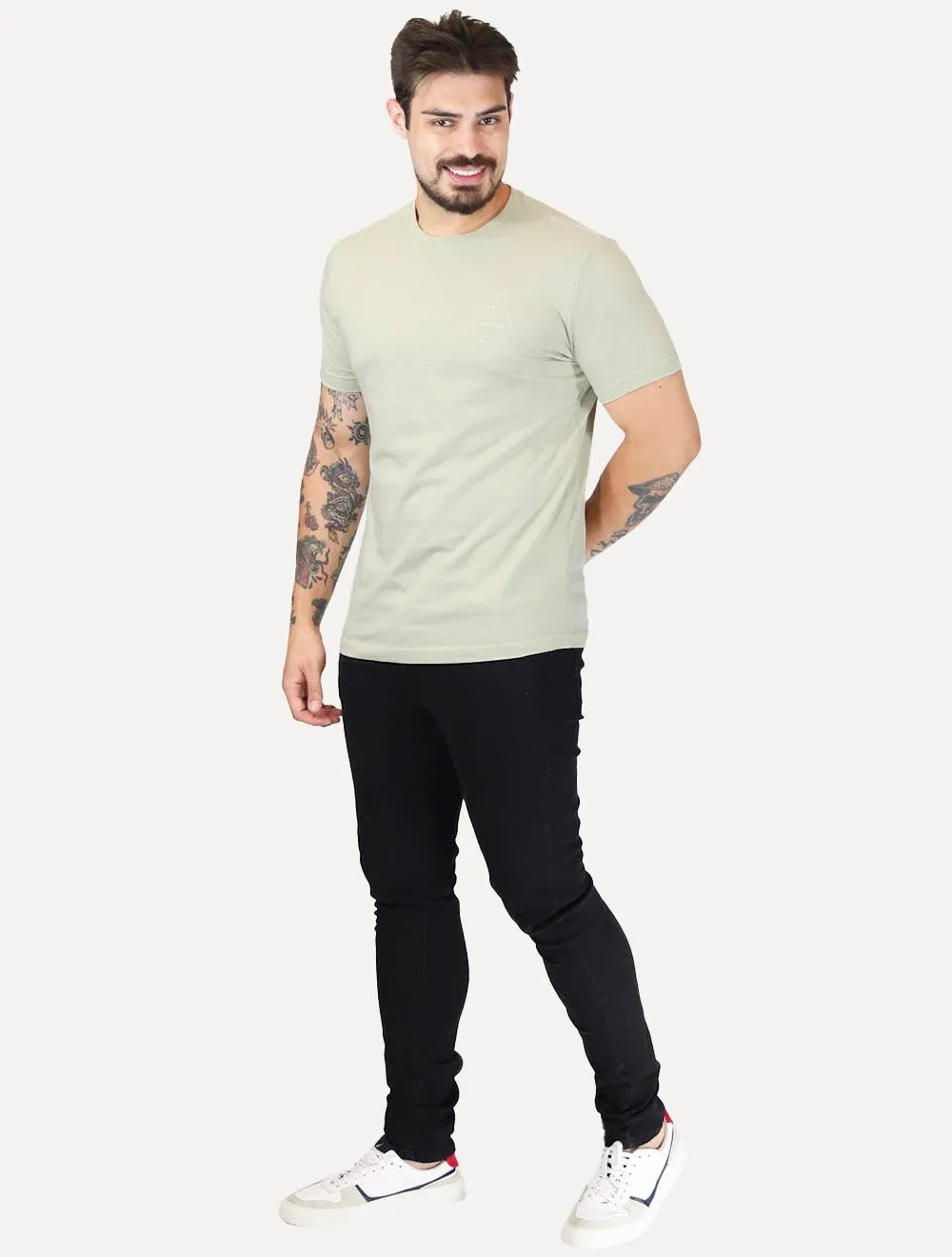 Camiseta King & Joe Masculina Good Day Logo Peito Verde Claro