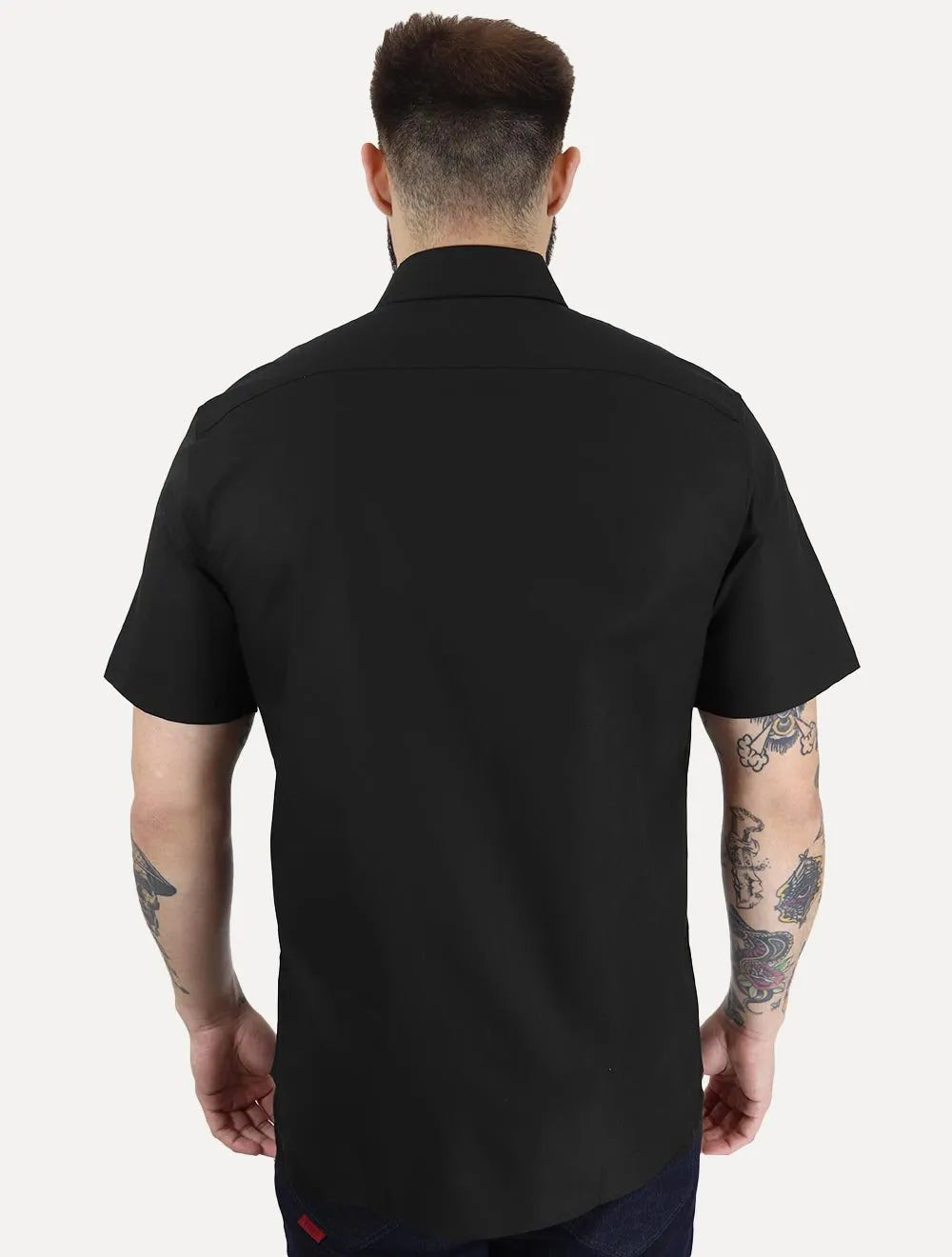 Camisa Calvin Klein Masculina Manga Curta Basica Cotton Preta