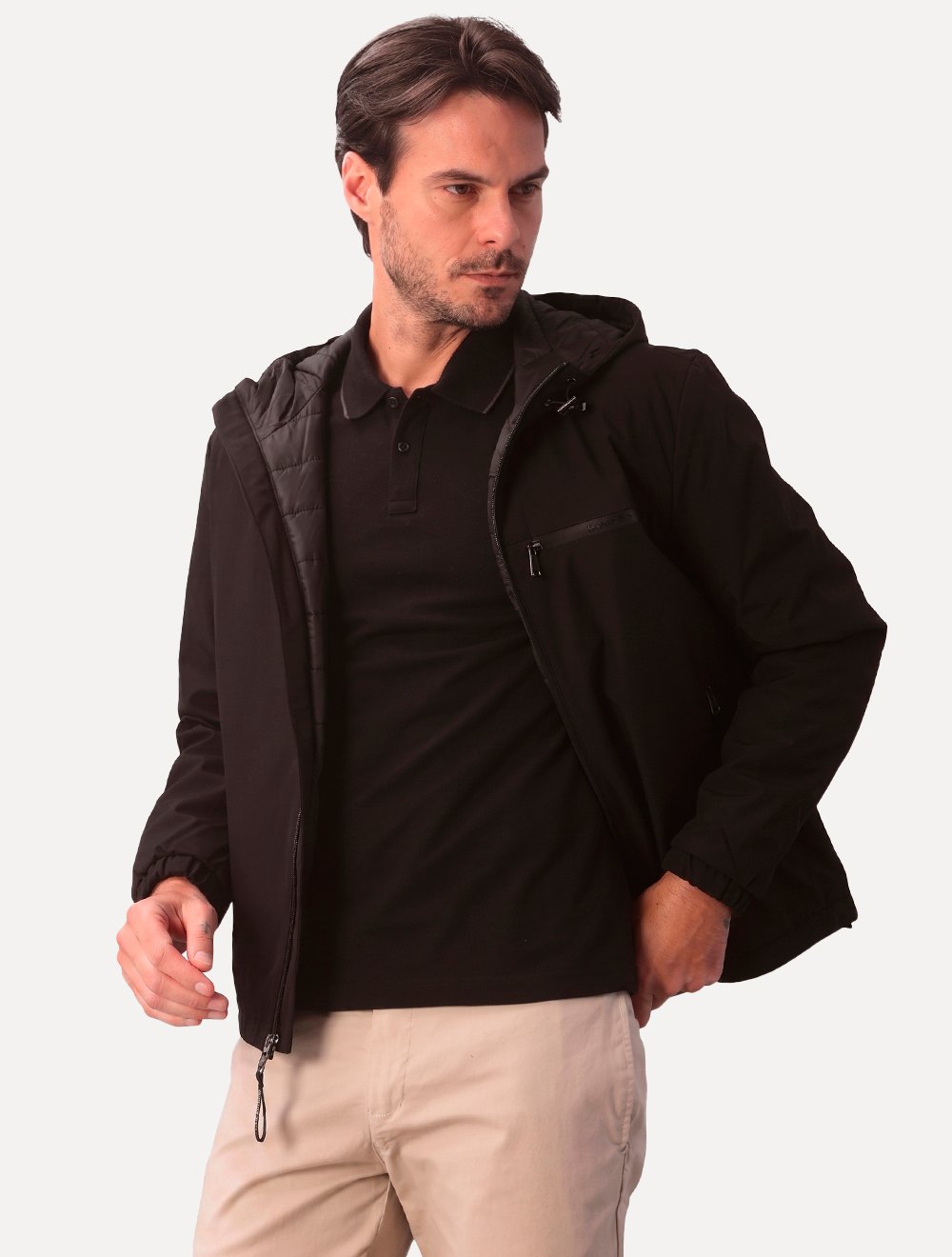Polo Calvin Klein Masculina Piquet Slim Básica Friso Logo Punho Preta