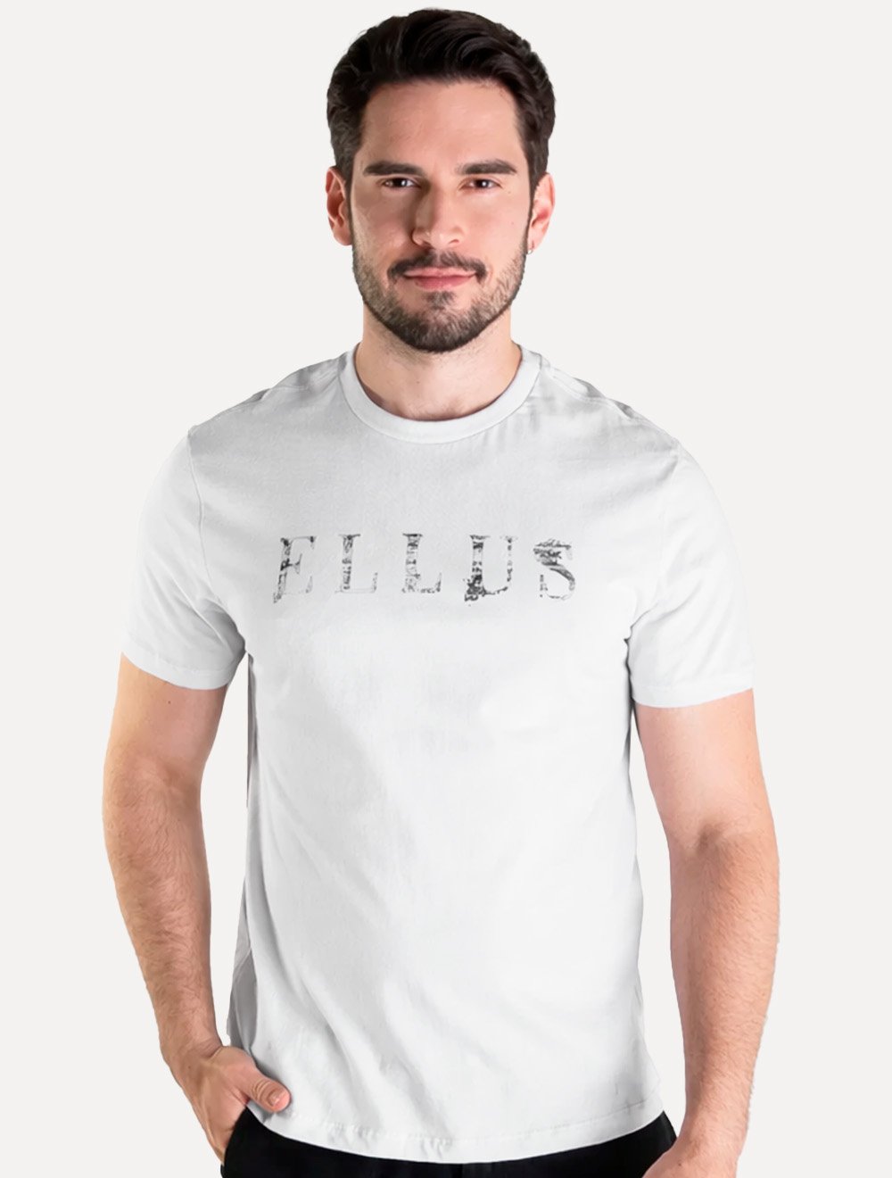 Camiseta Ellus Masculina Basic Blur Foil Cinza Claro
