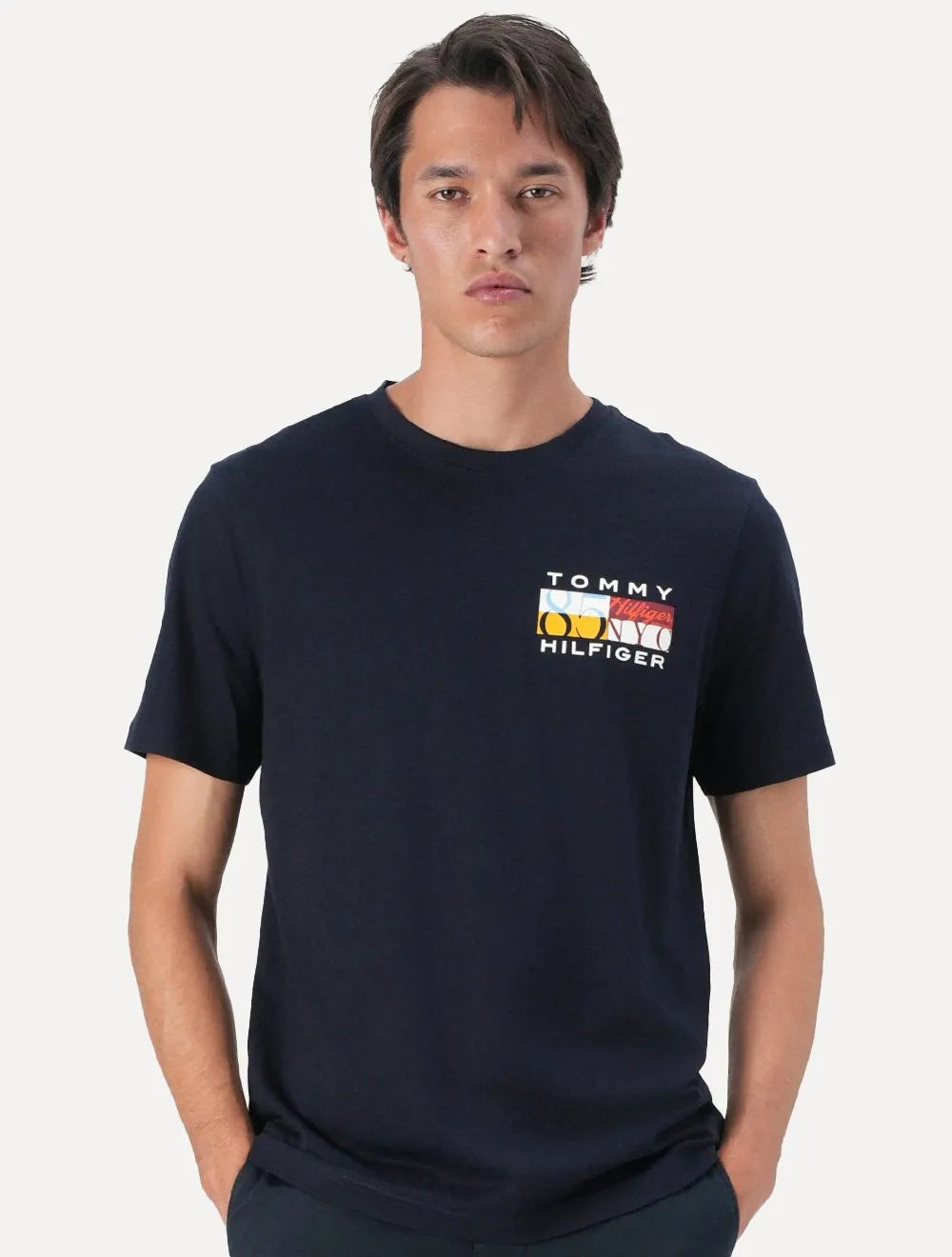 Camiseta Tommy Hilfiger Masculina Colour Flag Tee Azul Marinho
