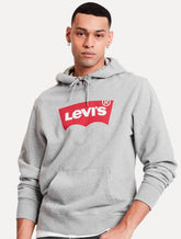 Moletom Levis Canguru Batwing Com Capuz Cinza Mescla
