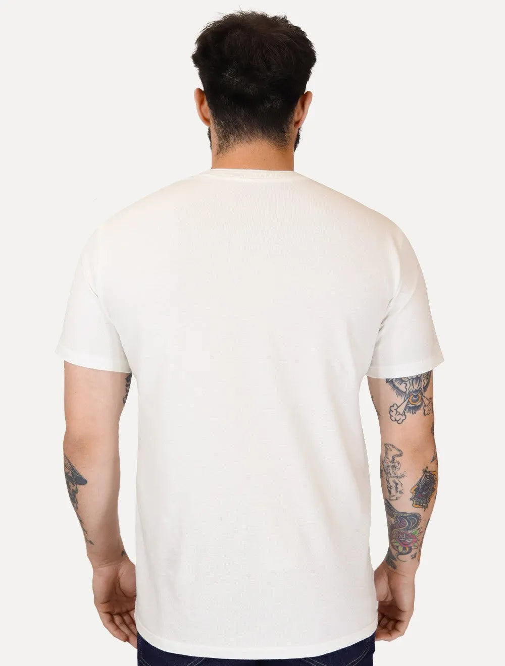 Camiseta Calvin Klein Jeans Masculina Gola Dupla CK Logo Off White