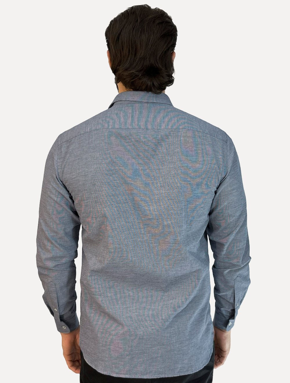 Camisa Dudalina Masculina Slim Fit Superfine Cotton Striped Azul Marinho