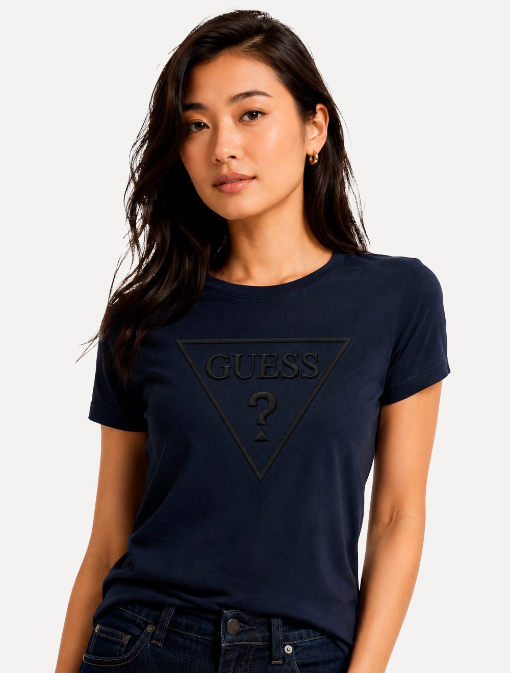 Camiseta Guess Masculina Classic Logo Embossed Azul Marinho