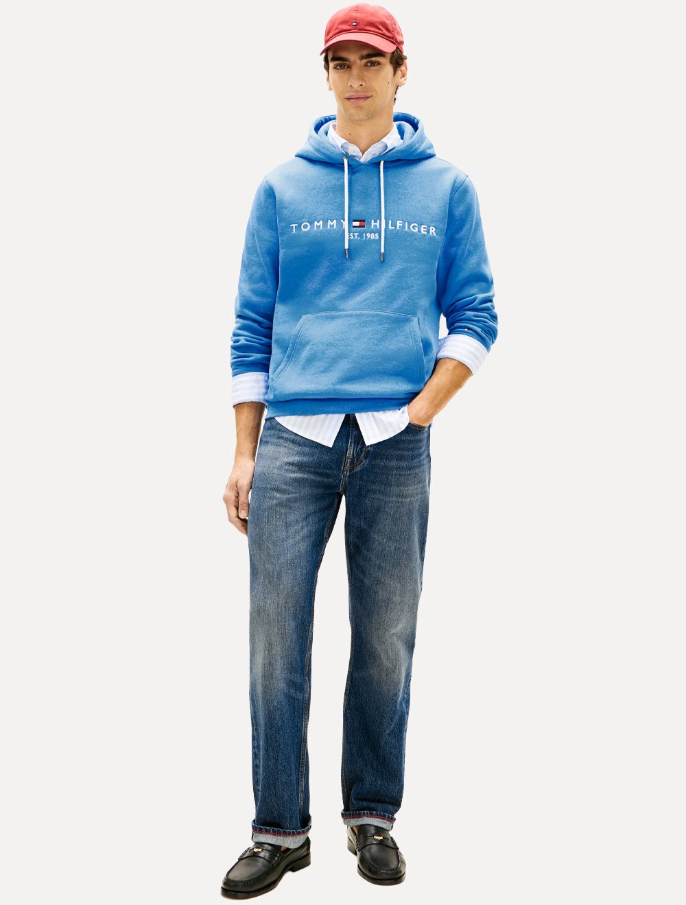 Moletom Tommy Hilfiger Masculino Hoodie Logo Core Azul