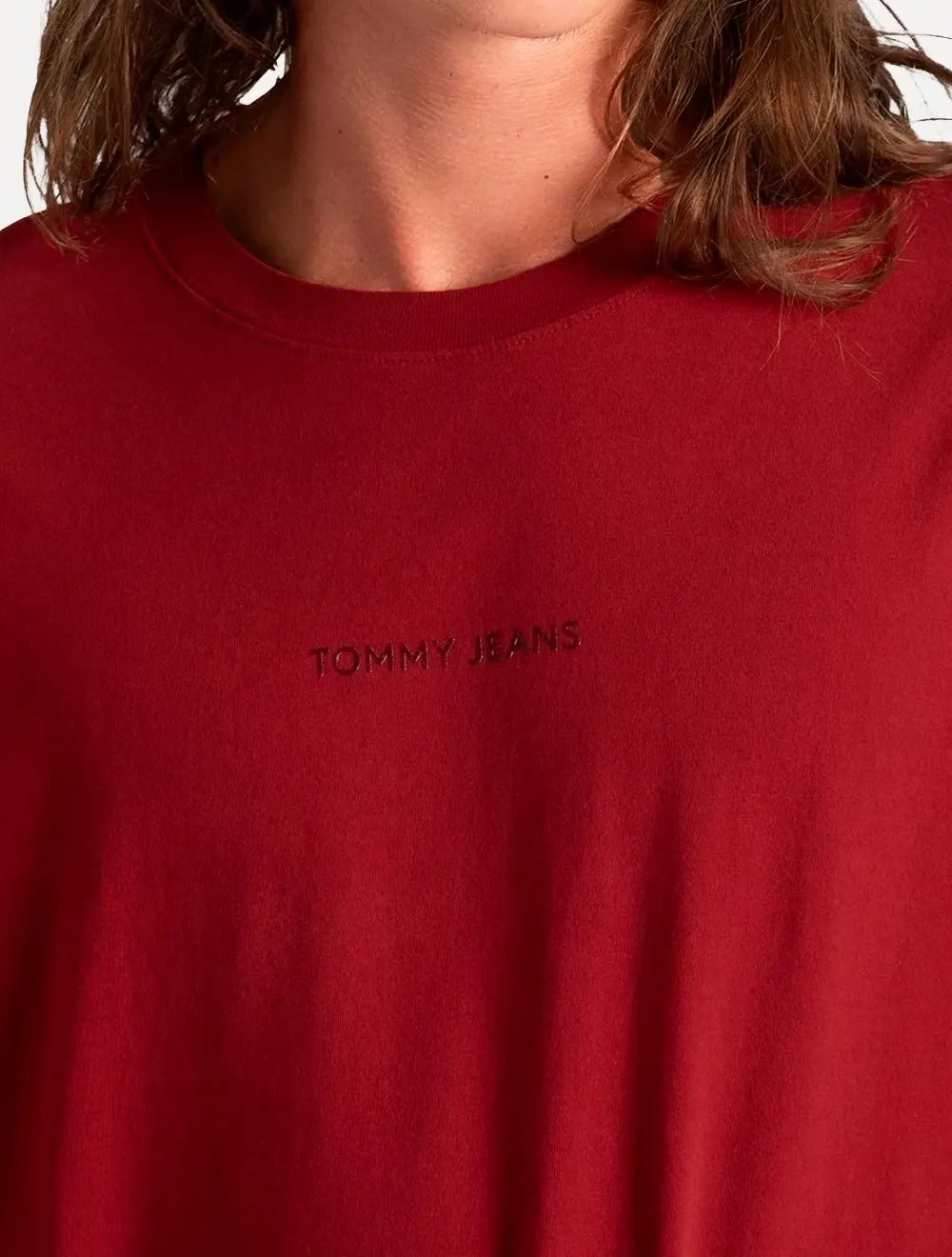 Camiseta Tommy Jeans Masculina Linear Gel Vermelho Escuro