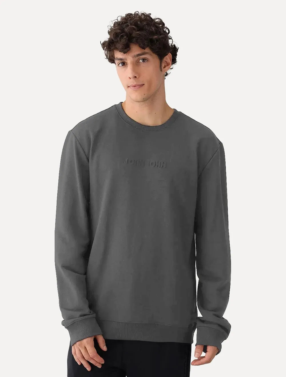 Moletom John John Masculino Embossed Logo Chumbo Cinza Escuro