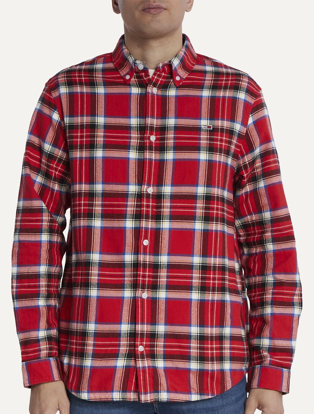 Camisa Tommy Jeans Masculina Regular Xadrez Flannel Check Vermelho
