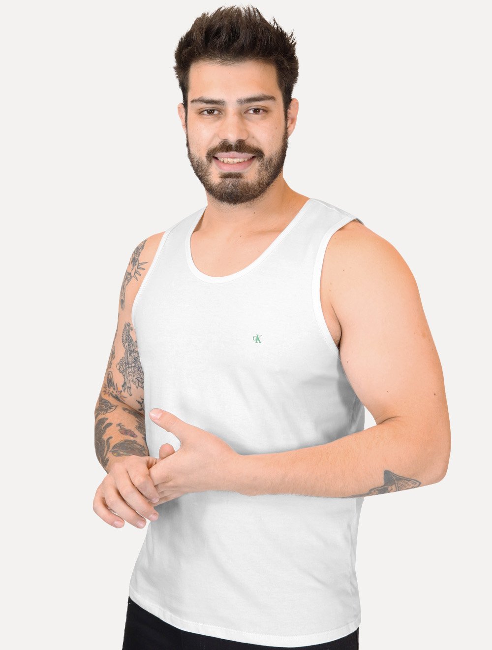 Regata Calvin Klein Jeans Masculina Chest CK Logo Branco