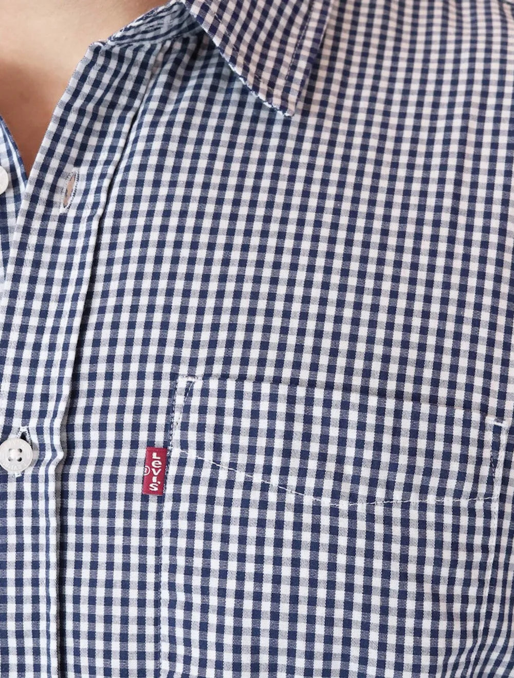 Camisa Levis Masculina Standard One Pocket Xadrez Azul/Branco
