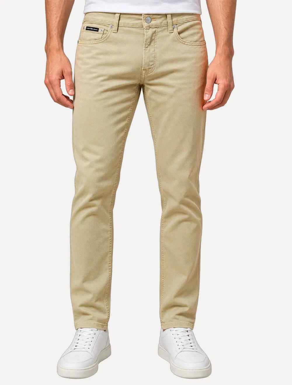 Calça Calvin Klein Jeans Masculina Slim Moletom Sarja Color Cáqui Claro