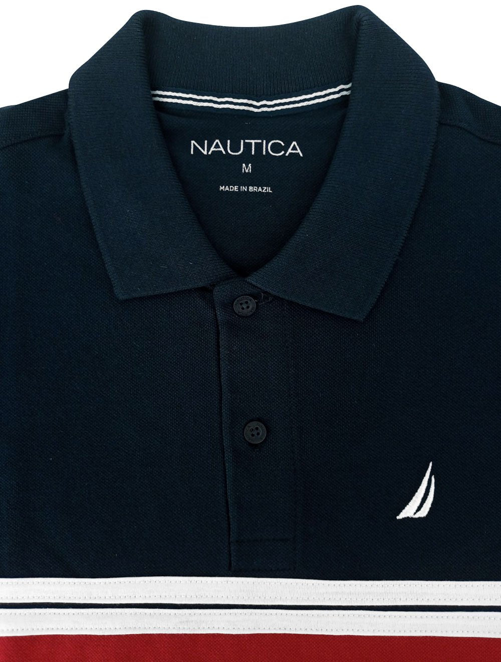 Polo Nautica Piquet Duo Sash Sail Logo Sail Marinho/Vermelha
