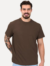 Camiseta Calvin Klein Masculina Piquet Rubber Patch Mono Logo Marrom