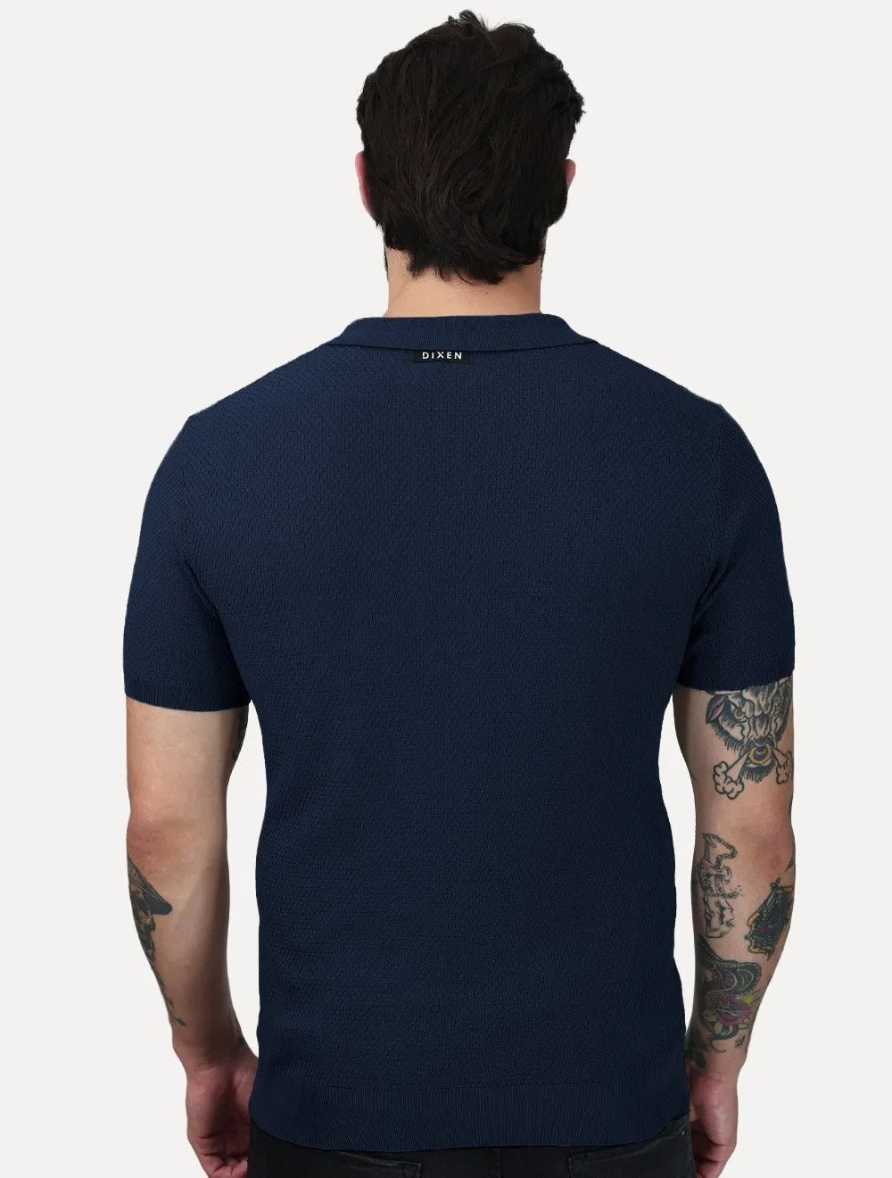 Polo Dixen Masculina Tricot Manga Curta Azul Marinho