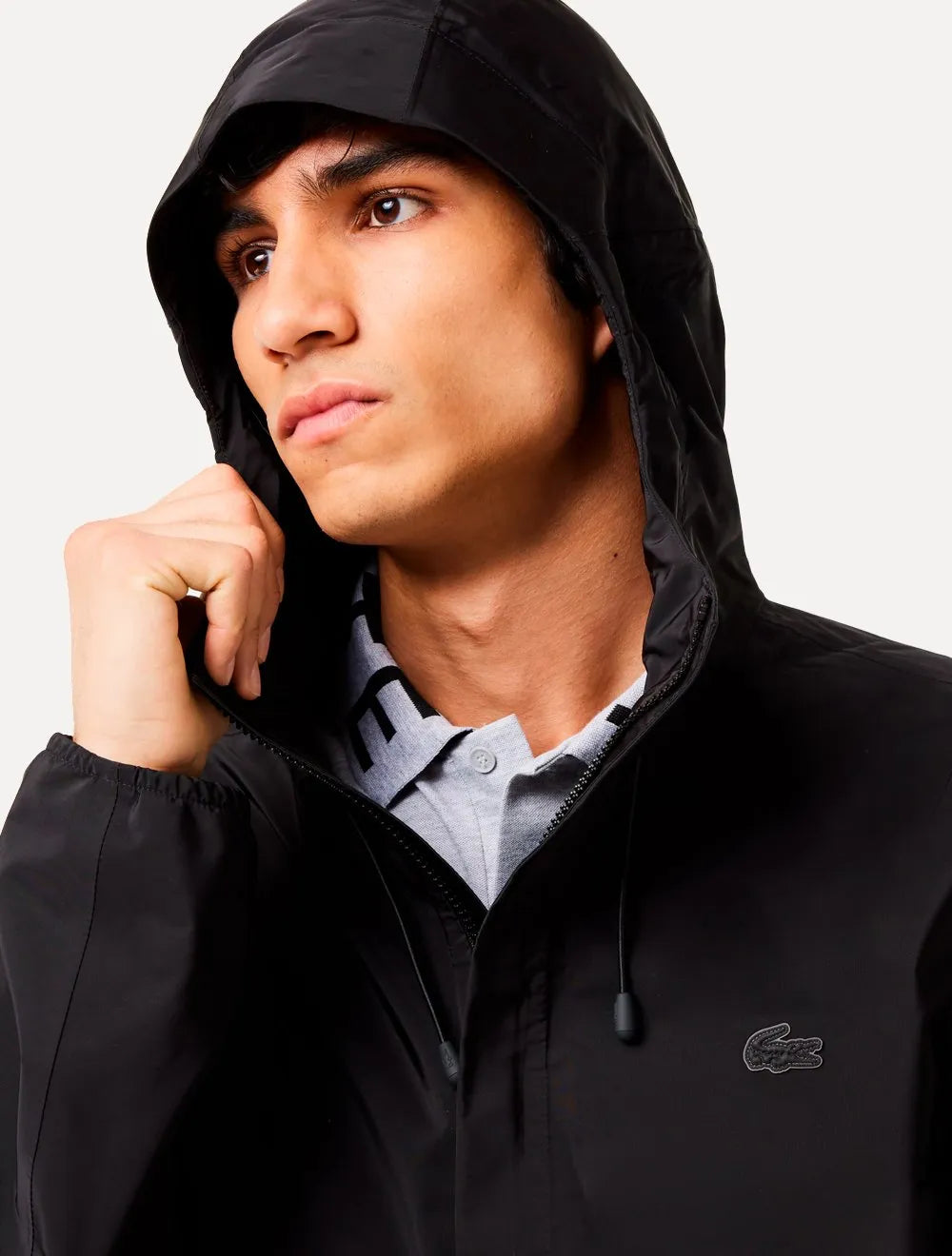 Jaqueta Lacoste Masculina Hoodie Waterproof Track Sport Preta