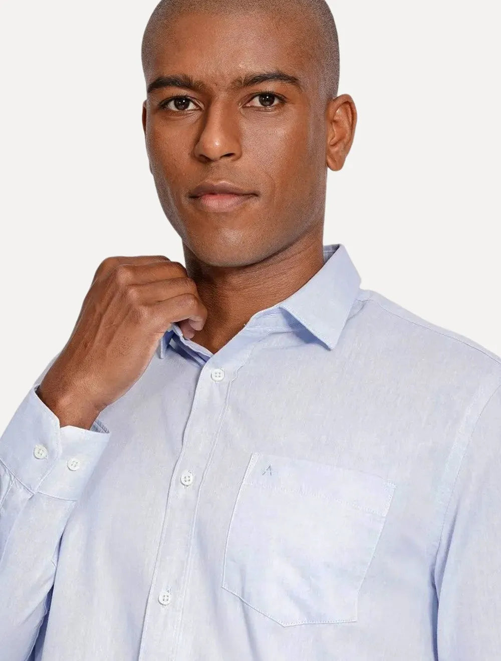 Camisa Aramis Masculina Regular Algodão Lotte Pocket Azul Claro Mescla