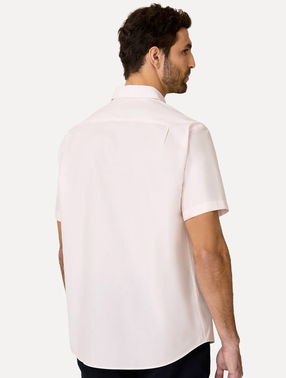 Camisa Dudalina Masculina Manga Curta Tricoline Lisa Rosa Claro
