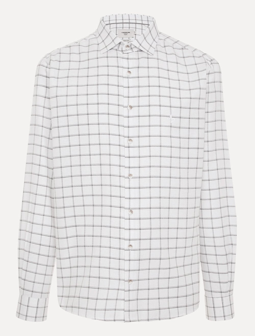 Camisa Dudalina Masculina Slim Superfine Cotton Oxford Xadrez Branca